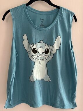 Disney Lilo & Stitch Blue Tank Top with Stitch Front Graphic Size L (12-14)